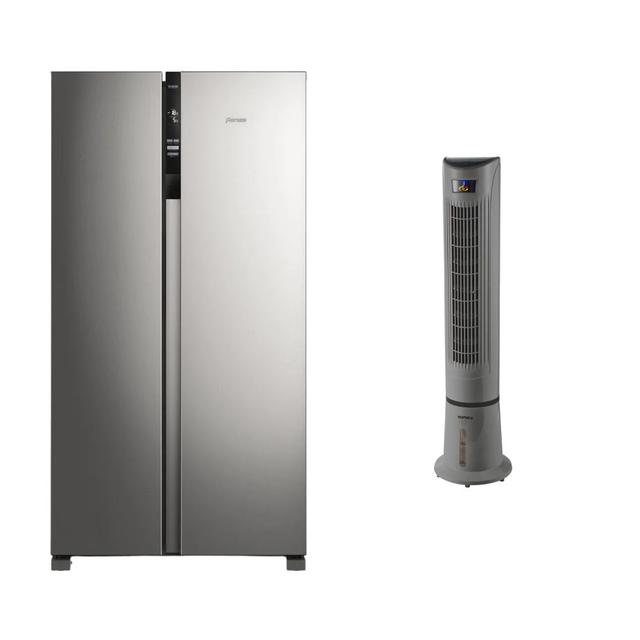 Kit Refrigerador SFX530 525L No Frost Side by Side Inverter Fensa + Enfriador de aire Somela Contro Remoto AC2000