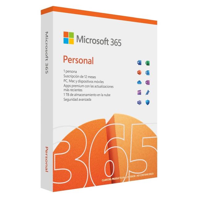 Microsoft 365 Personal (1 Persona, Suscripción 12 Meses, Word, Excel, Power Point, Outlook, Onedrive, Seguridad)