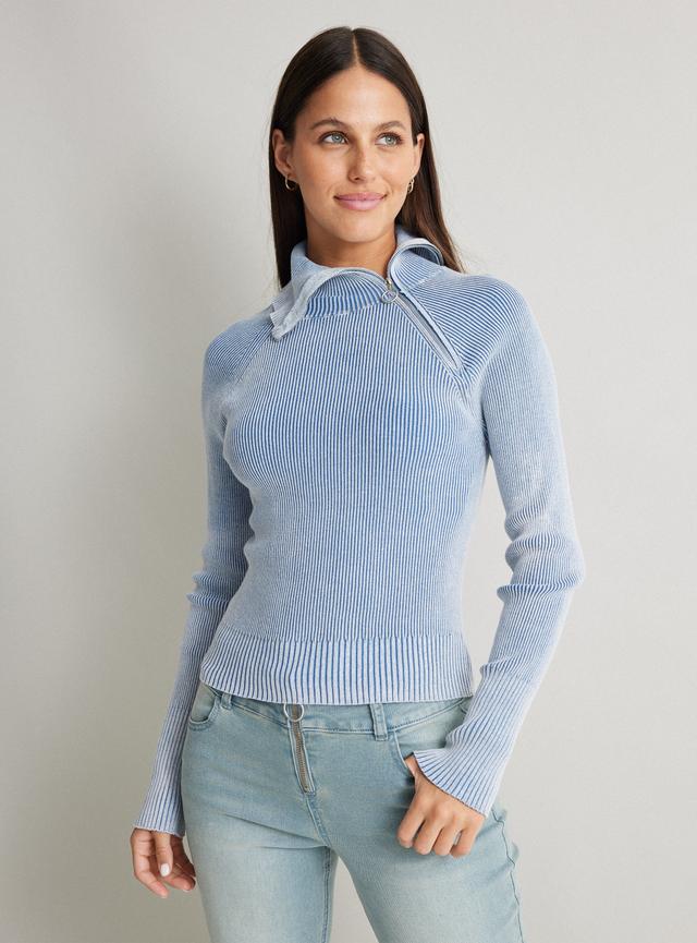 Sweater Cuello Asimétrico Con Cierre