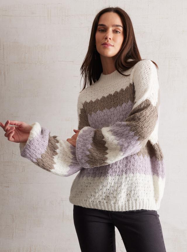 Sweater Con Lana Texturizado Bloques De Color
