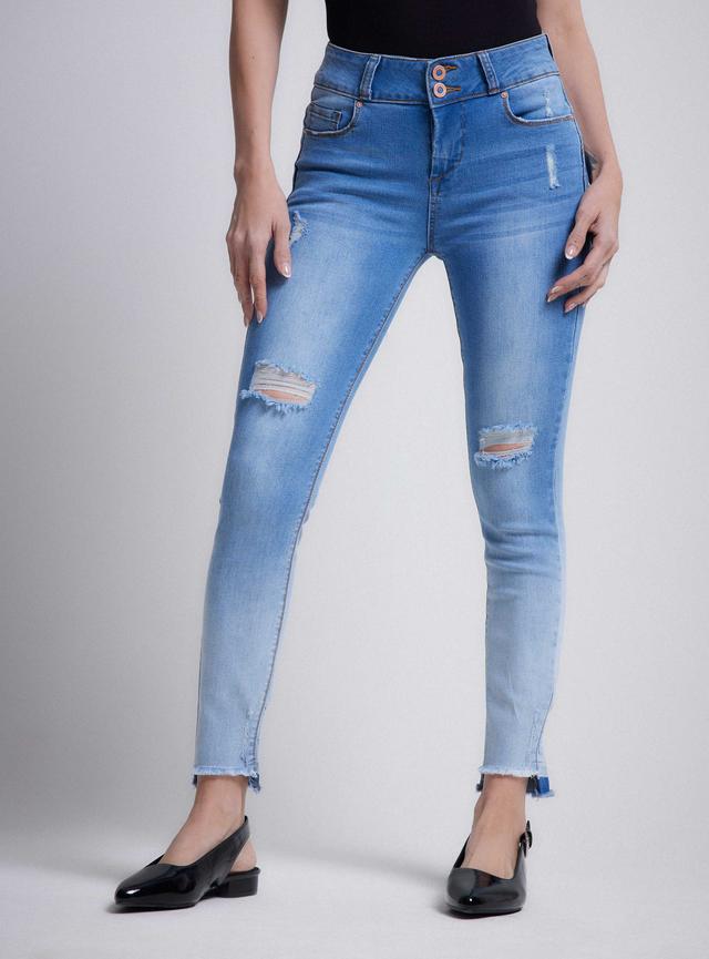 Jeans Pretina Ancha Medio Roturas