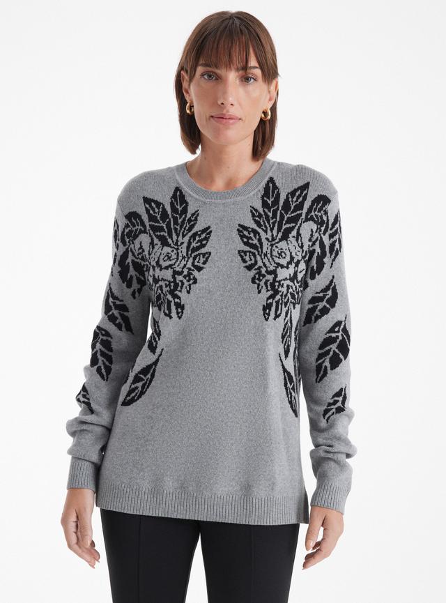 Sweater Jacquard Floral En Hombros