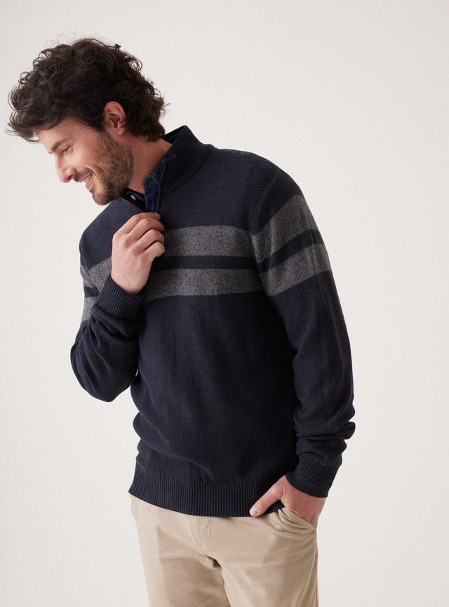 Sweater Medio Cierre Con Bloques