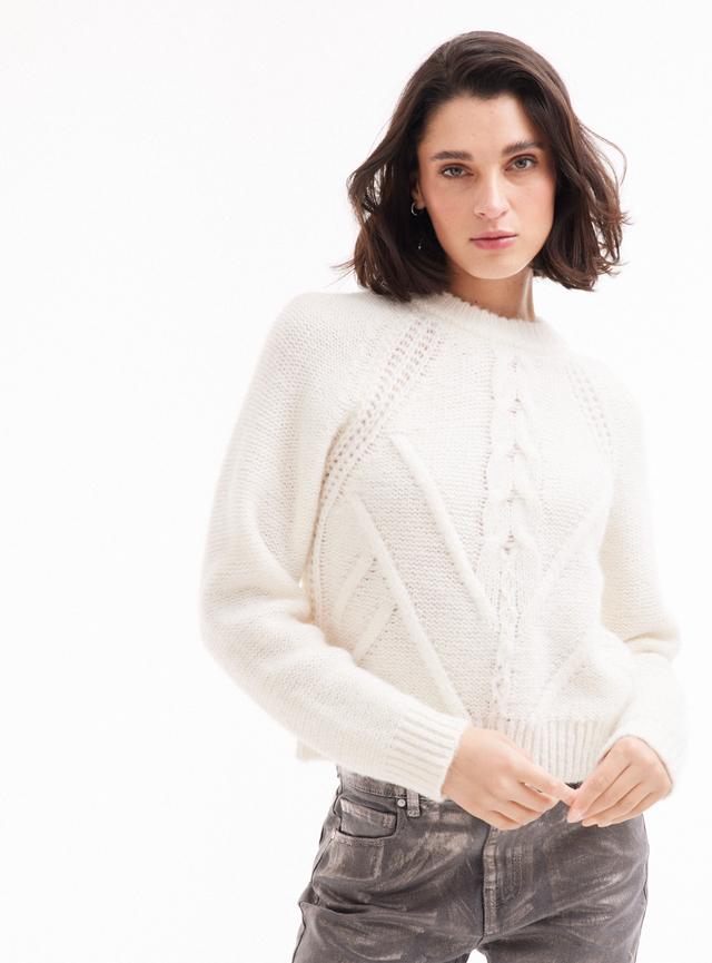 Sweater Con Lana Y Diseño Tejido Frontal