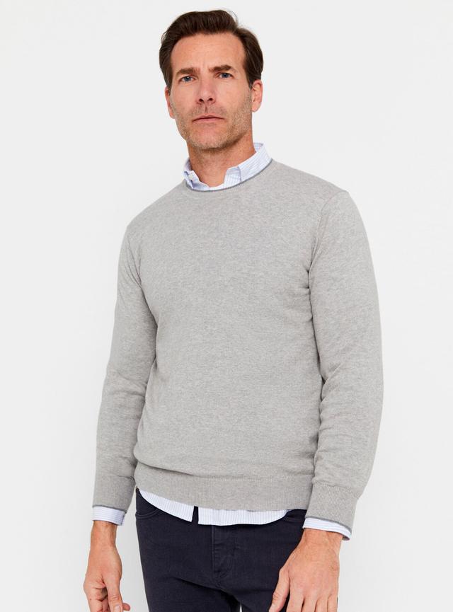 Sweater Tipo Jersey Algodón Cuello Redondo Básico