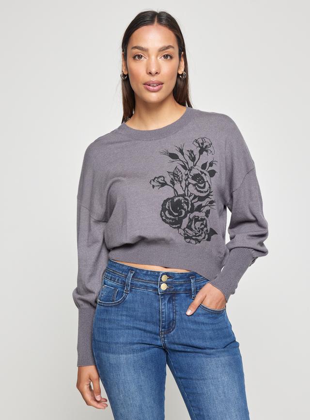 Sweater Estampado Floral Y Manga Abullonada