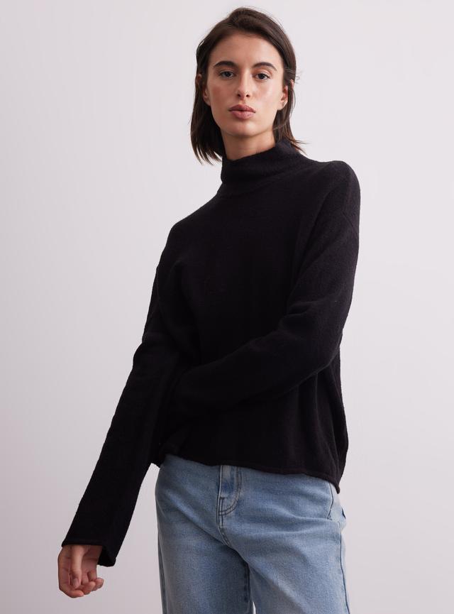 Sweater Holgado Cuello Alto Con Lana